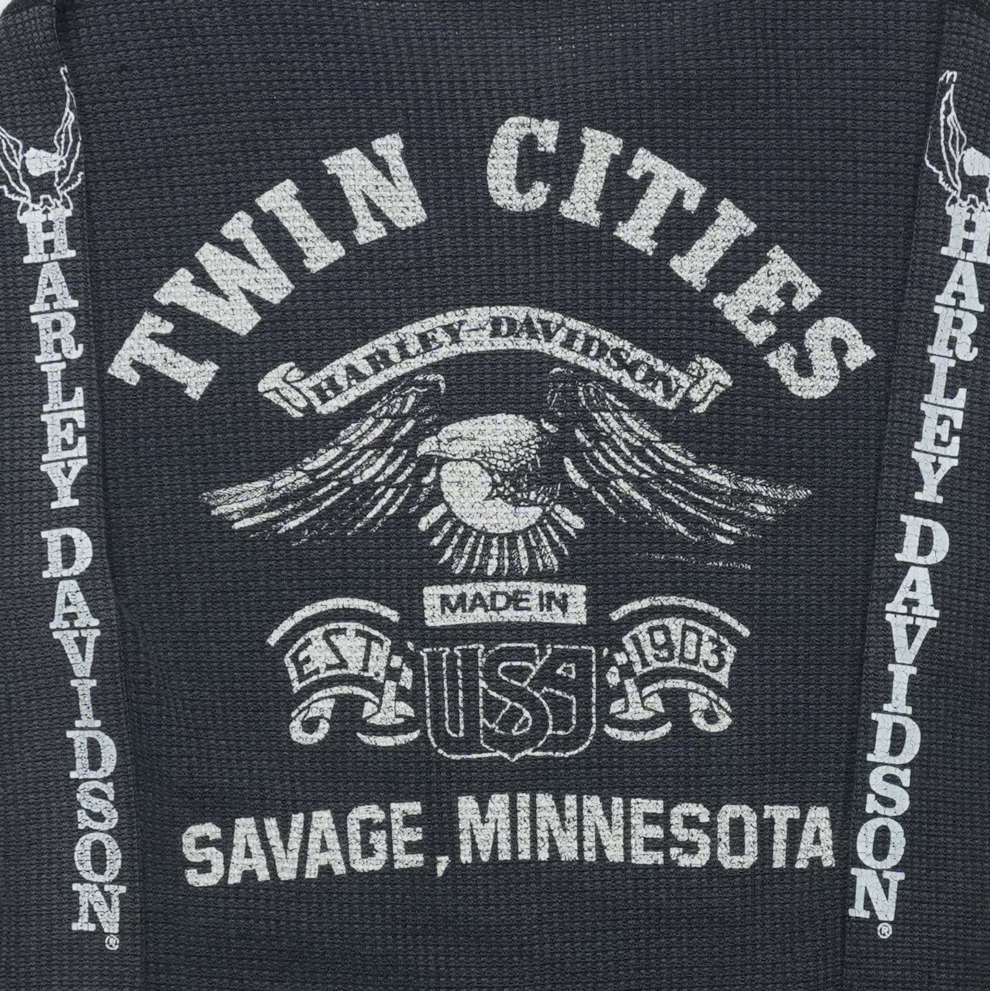 2000s Harley Davidson Twin Cities Savage Minnesota Thermal Shirt Back Graphic
