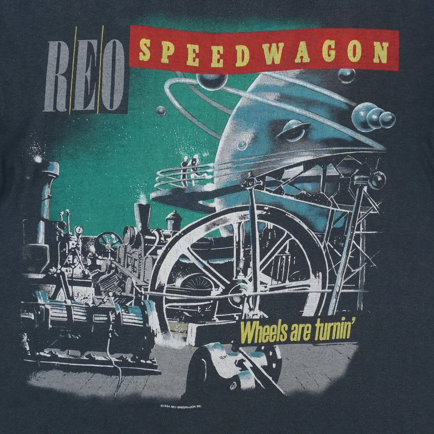 1984 REO Speedwagon Wheels Are Turnin' Tour Shirt Detail 2