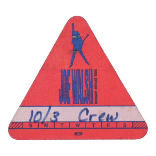 1991 Joe Walsh Ordinary Average Tour Crew Backstage Pass - front