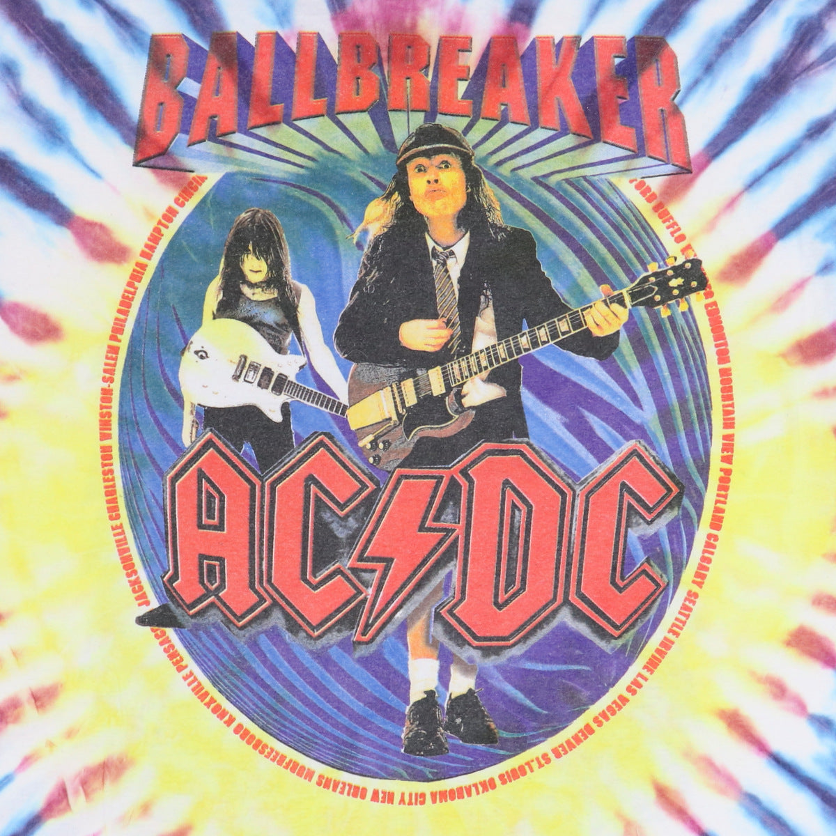 1996 ACDC Ballbreaker Tour Tie Dye Shirt