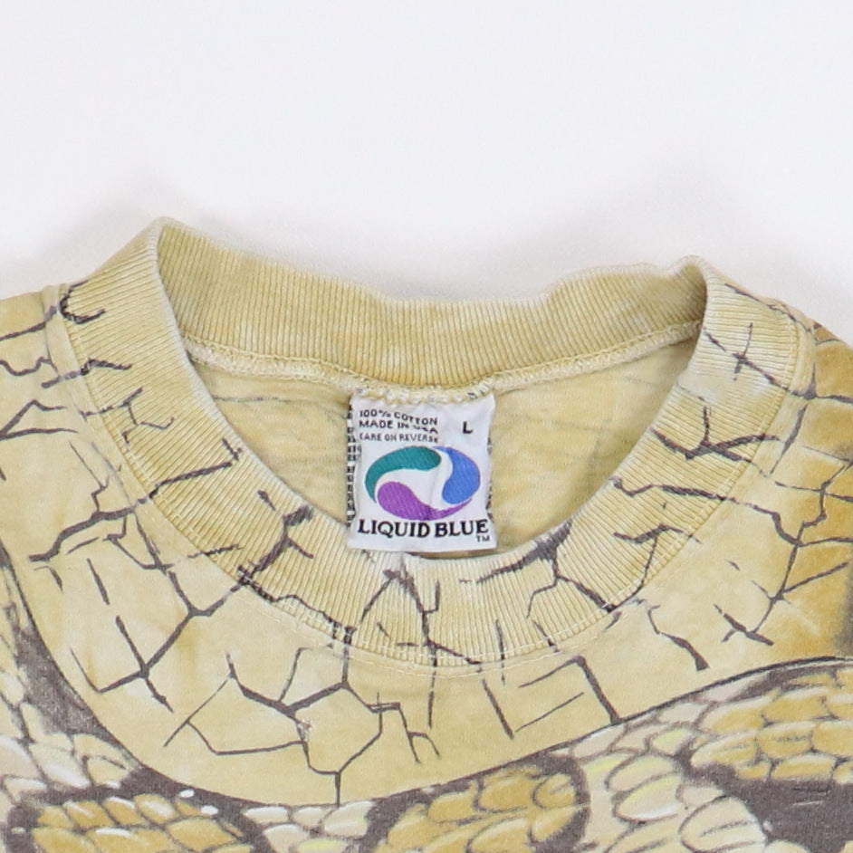 1996 Rattlesnake Liquid Blue All Over Tie Dye Shirt