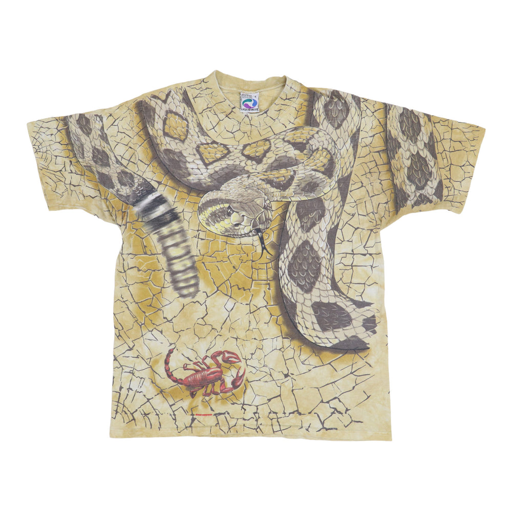 1996 Rattlesnake Liquid Blue All Over Tie Dye Shirt