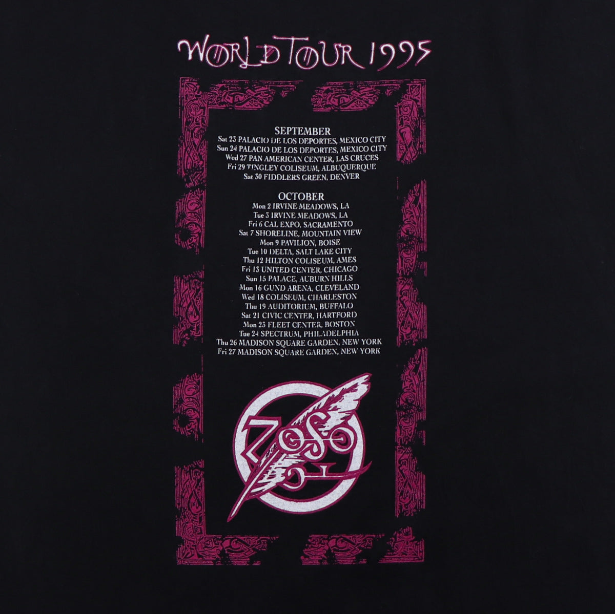 1995 Jimmy Page Robert Plant No Quarter World Tour Shirt