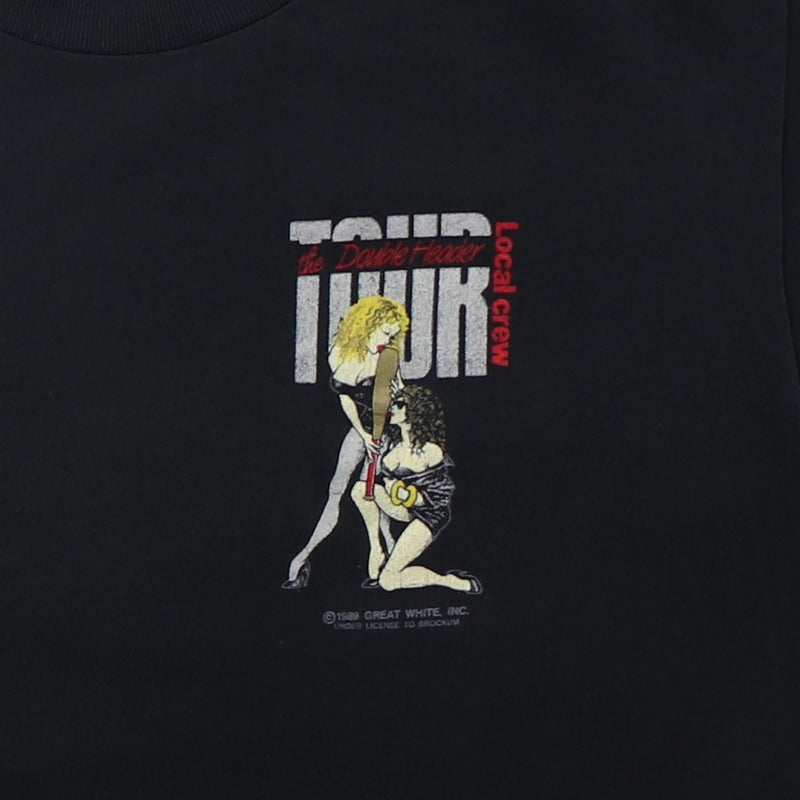 1989 Great White Double Header Local Crew Tour Shirt