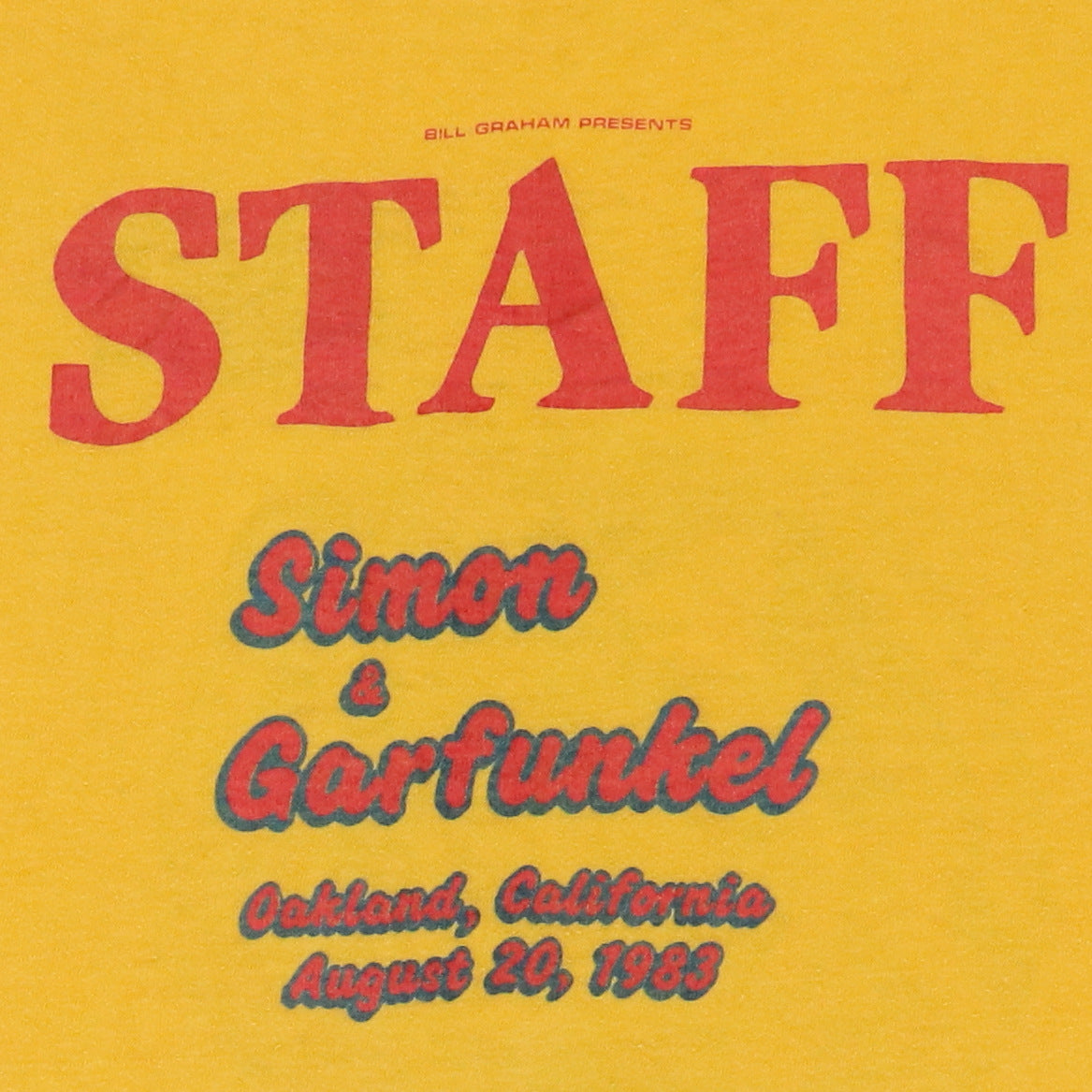 1983 Simon & Garfunkel Day On The Green Concert Staff Shirt