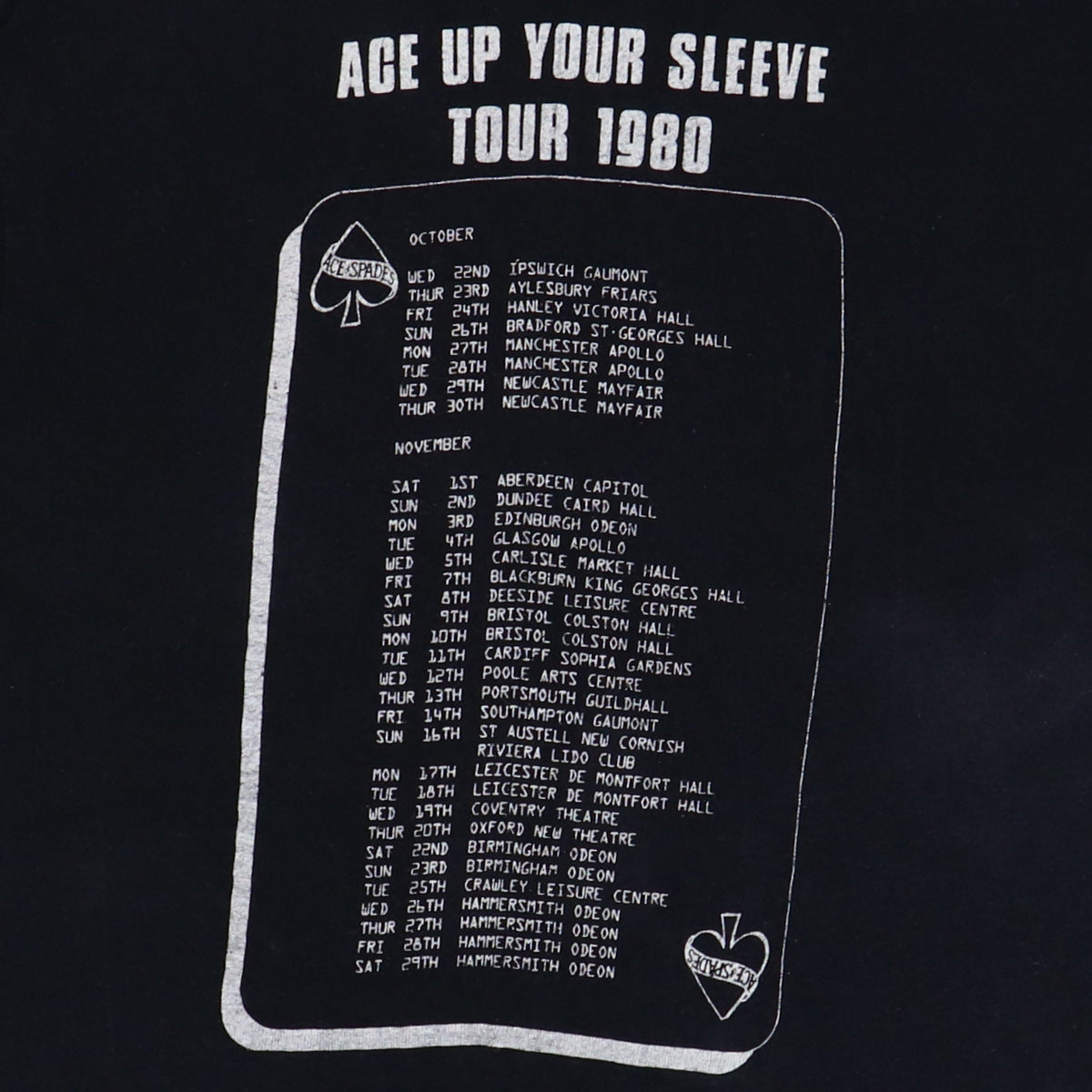 1980 Motorhead Ace Up Your Sleeve Tour Shirt