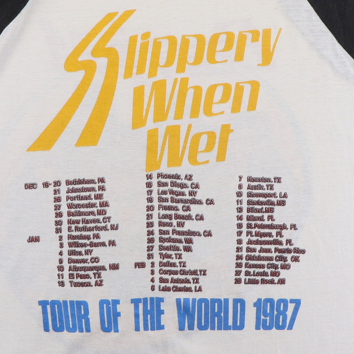 1987 Bon Jovi Slippery When Wet Tour Jersey Shirt