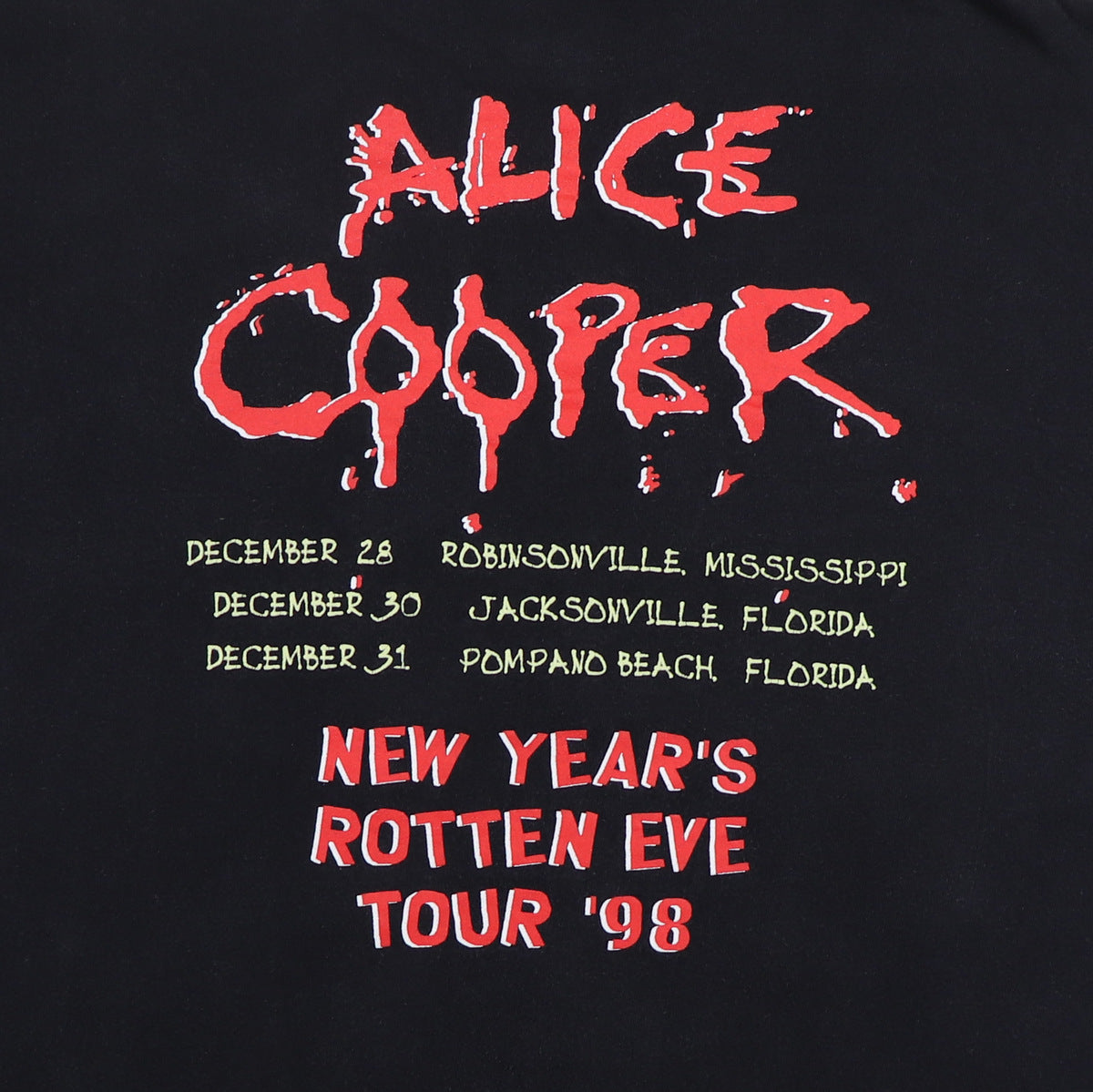 1998 Alice Cooper New Year's Rotten Eve Tour Shirt