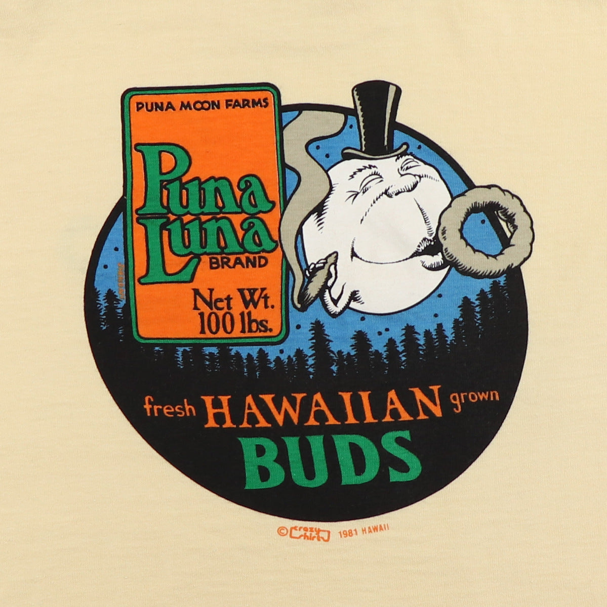 1981 Hawaiian Buds Puna Luna Brand Marijuana Shirt