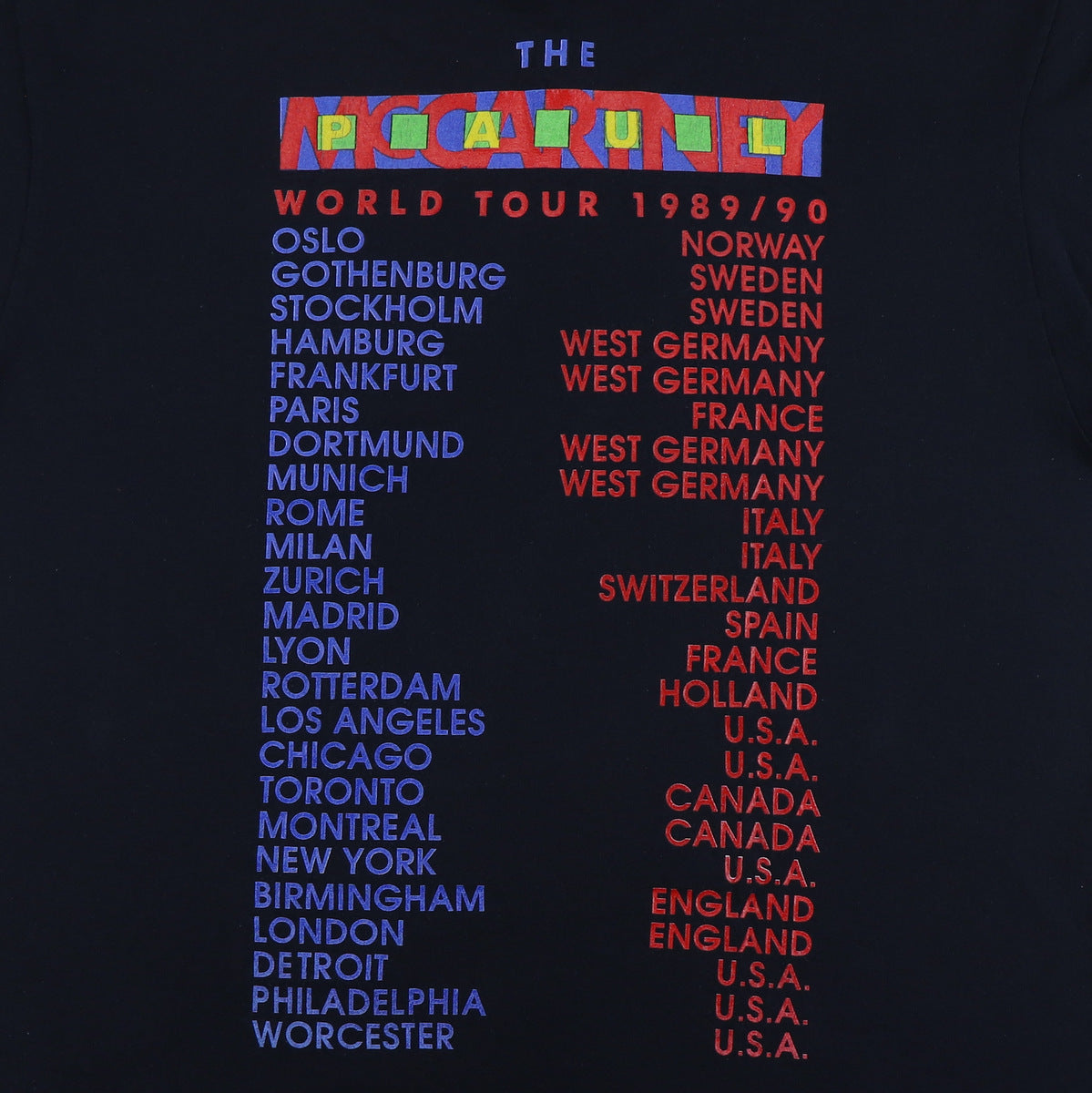 1988 Paul McCartney World Tour Shirt