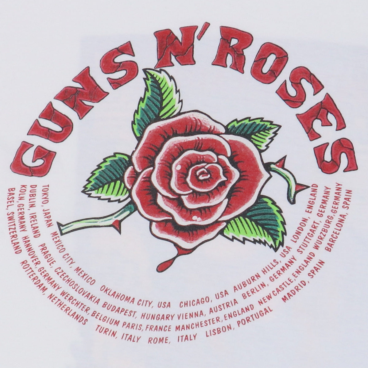 1989 Guns N Roses Axl Rose One In A Million Euro Tour Shirt