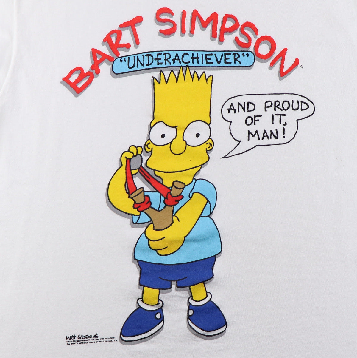 1989 The Simpsons Bart Simpson Underachiever Shirt