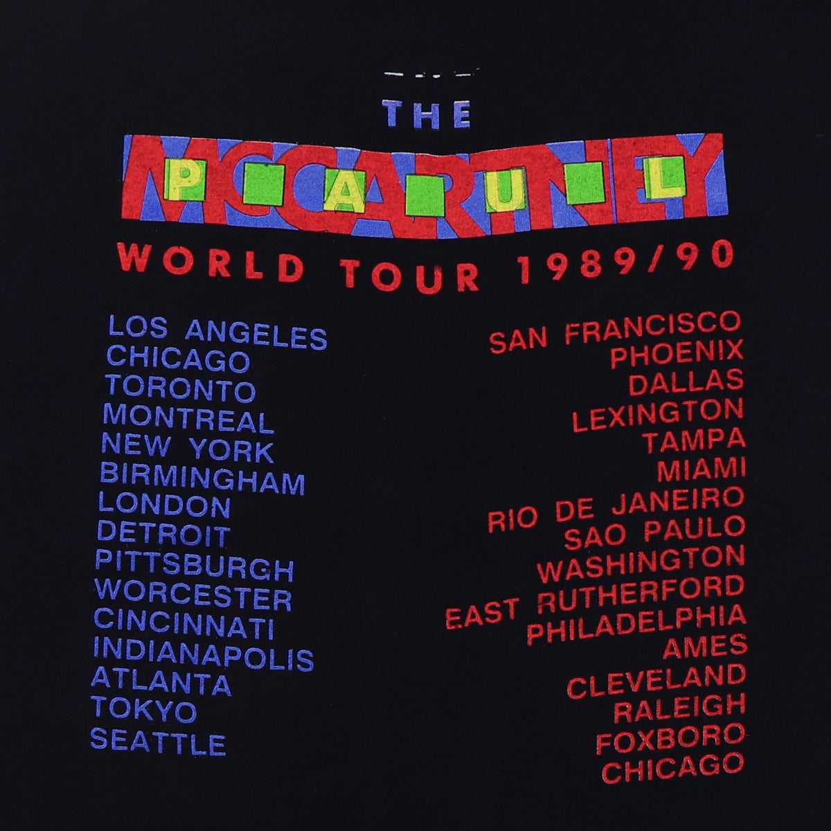 1989 Paul McCartney World Tour Shirt