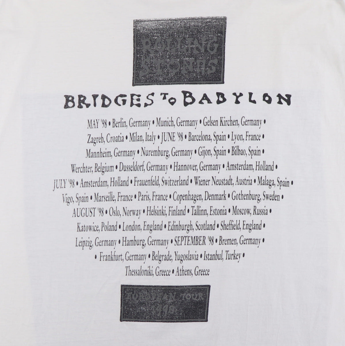 1997 Rolling Stones Bridges To Babylon Tour Shirt