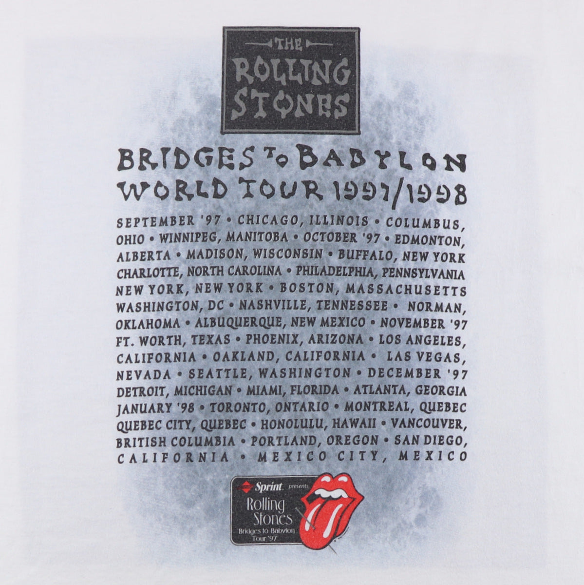 1997 Rolling Stones Bridges To Babylon Tour Shirt