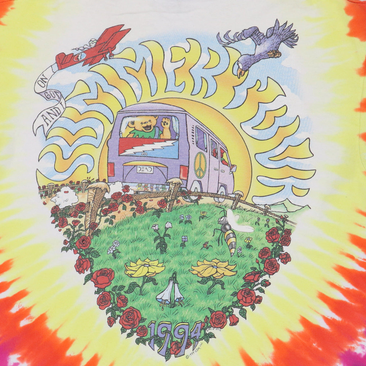 1994 Grateful Dead Summer Tour Liquid Blue Tie Dye Shirt