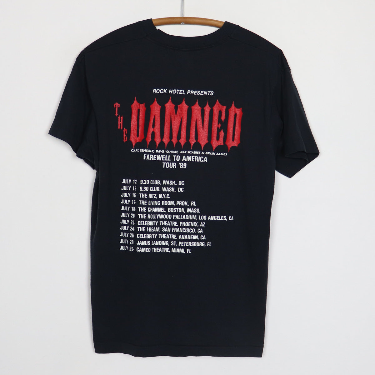 1989 The Damned Farewell To America Concert Shirt