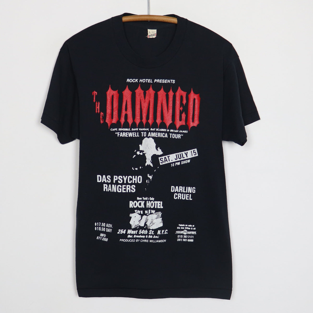 1989 The Damned Farewell To America Concert Shirt | Authentic