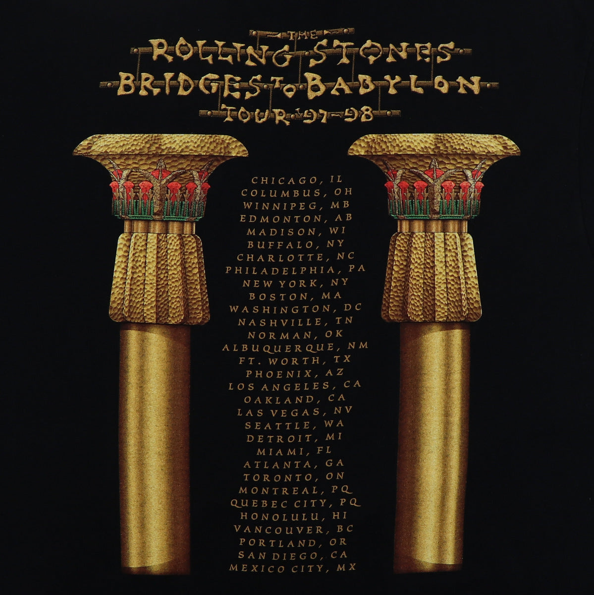 1997 Rolling Stones Bridges To Babylon Tour Shirt