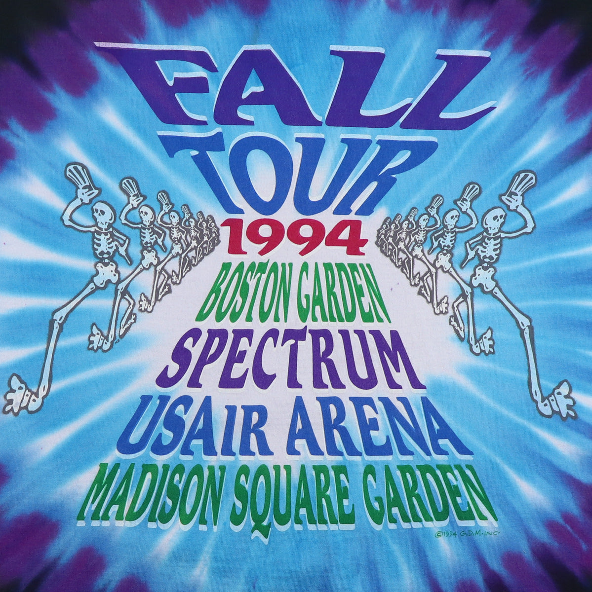 1994 Grateful Dead Fall Tour Liquid Blue Tie Dye Shirt
