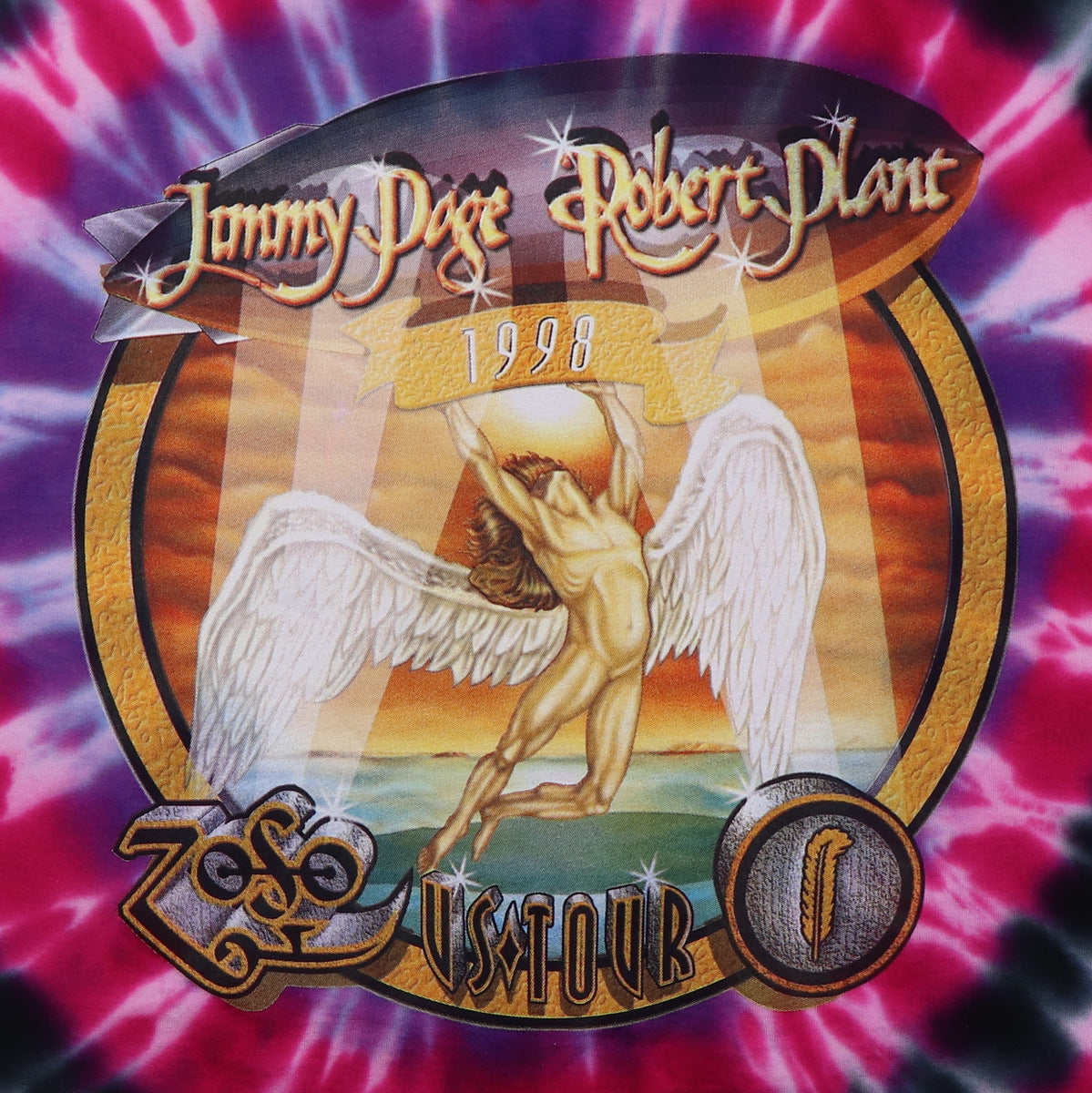 1998 Robert Plant Jimmy Page Zoso Tie Dye Tour Shirt
