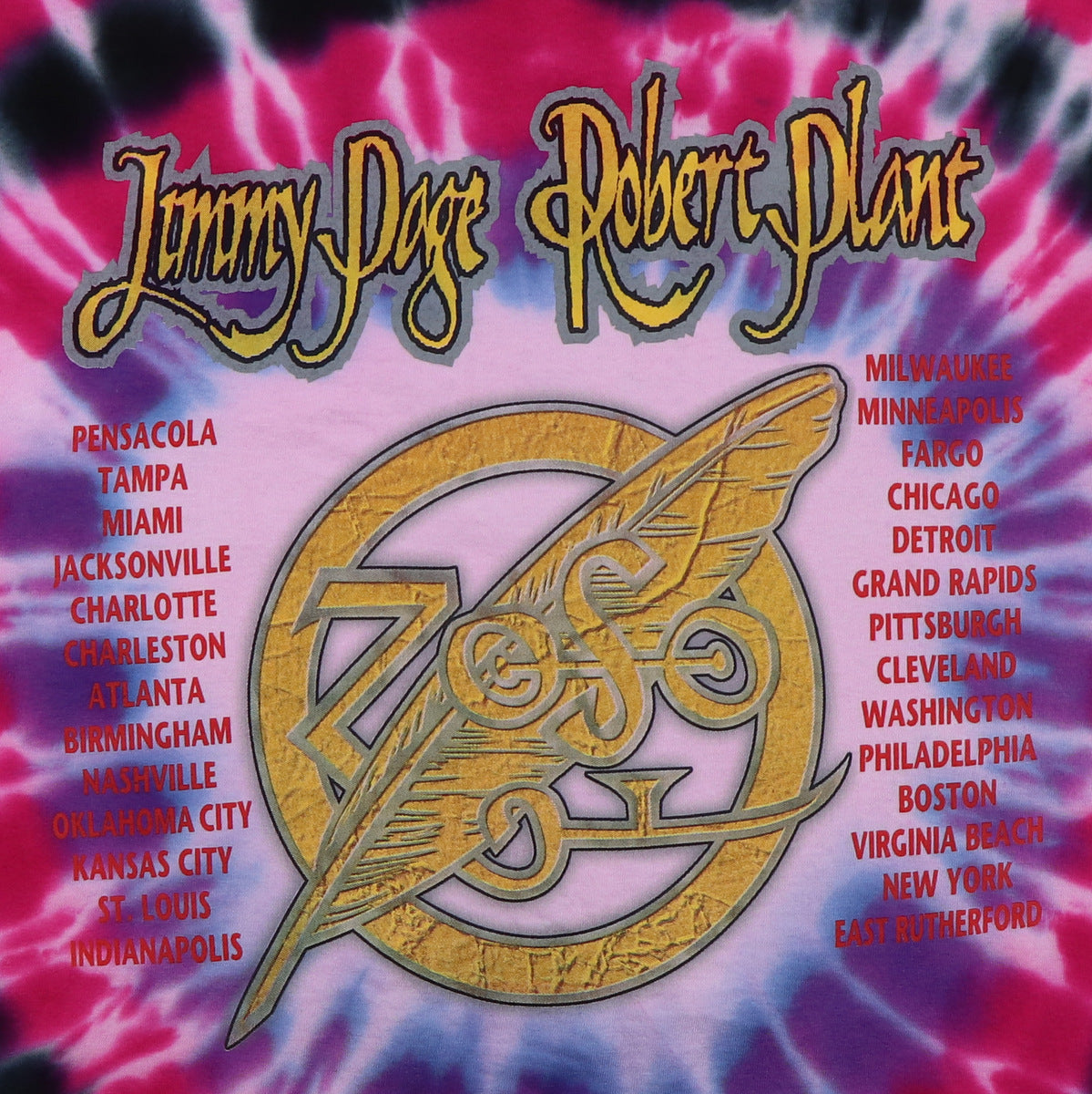 1998 Robert Plant Jimmy Page Zoso Tie Dye Tour Shirt