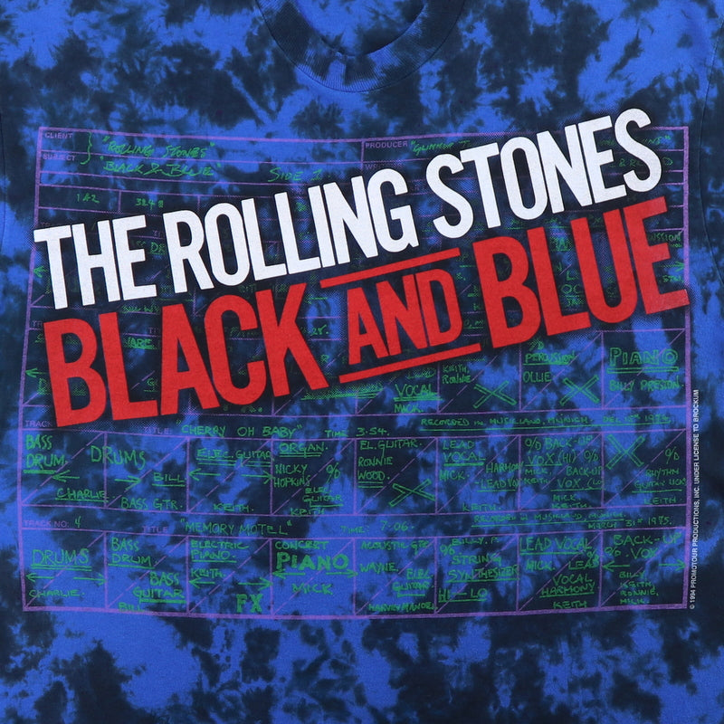 1994 Rolling Stones Black And Blue All Over Tie Dye Shirt