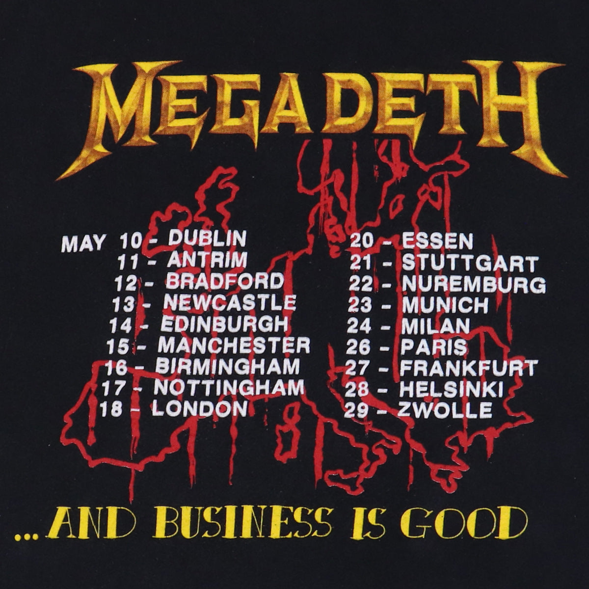 1987 Megadeth Peace Sells Euro Tour Shirt