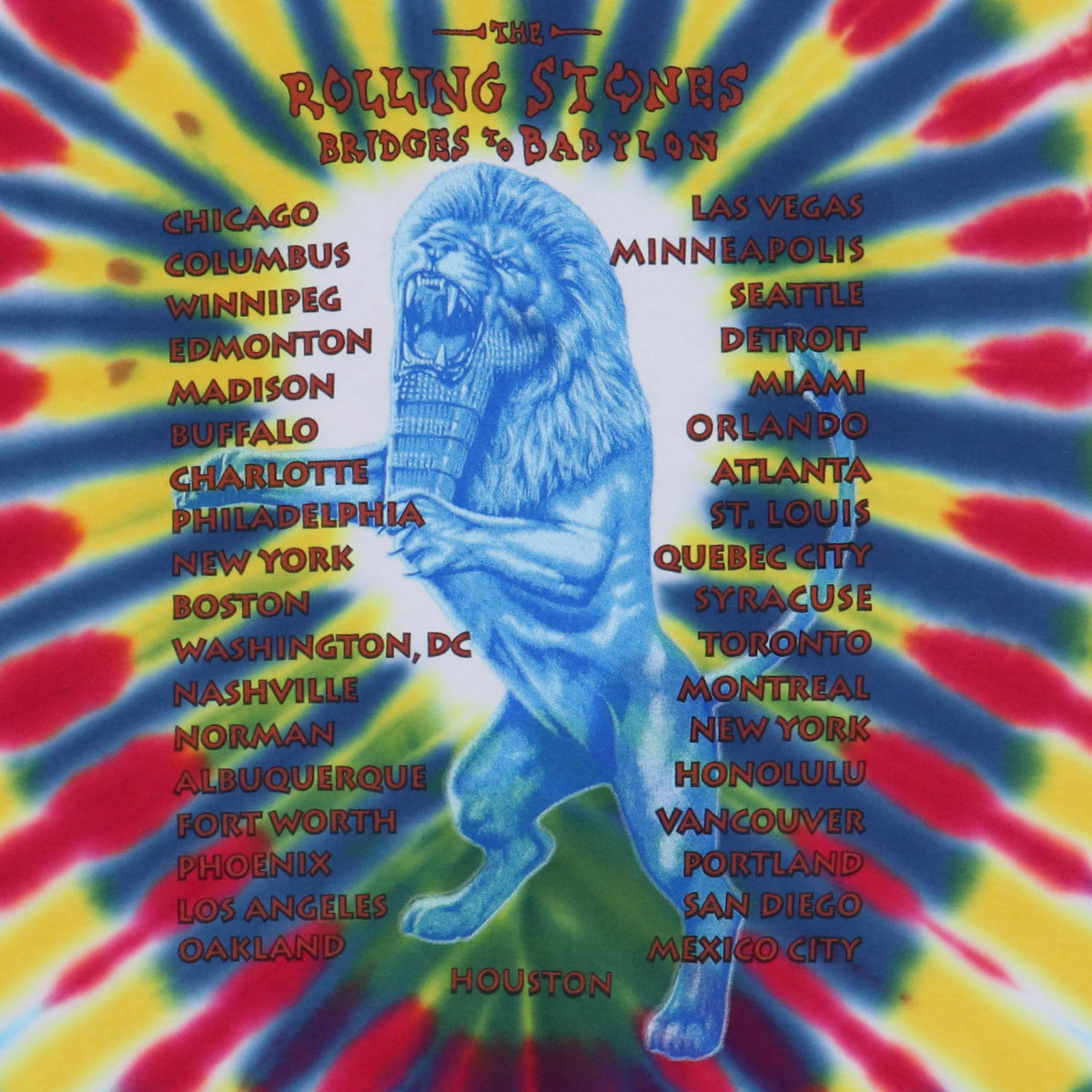 1997 Rolling Stones Bridges To Babylon Tour Tie Dye Shirt