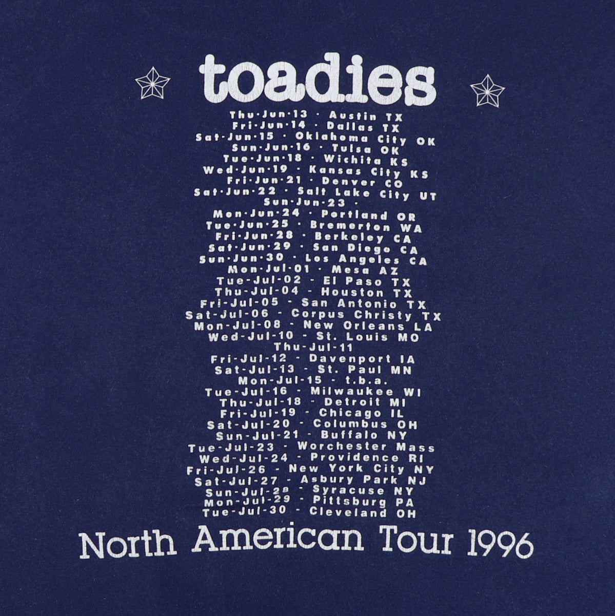 1996 Toadies North American Tour Shirt