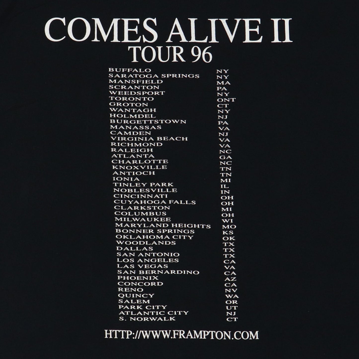 1996 Peter Frampton Comes Alive II Tour Shirt