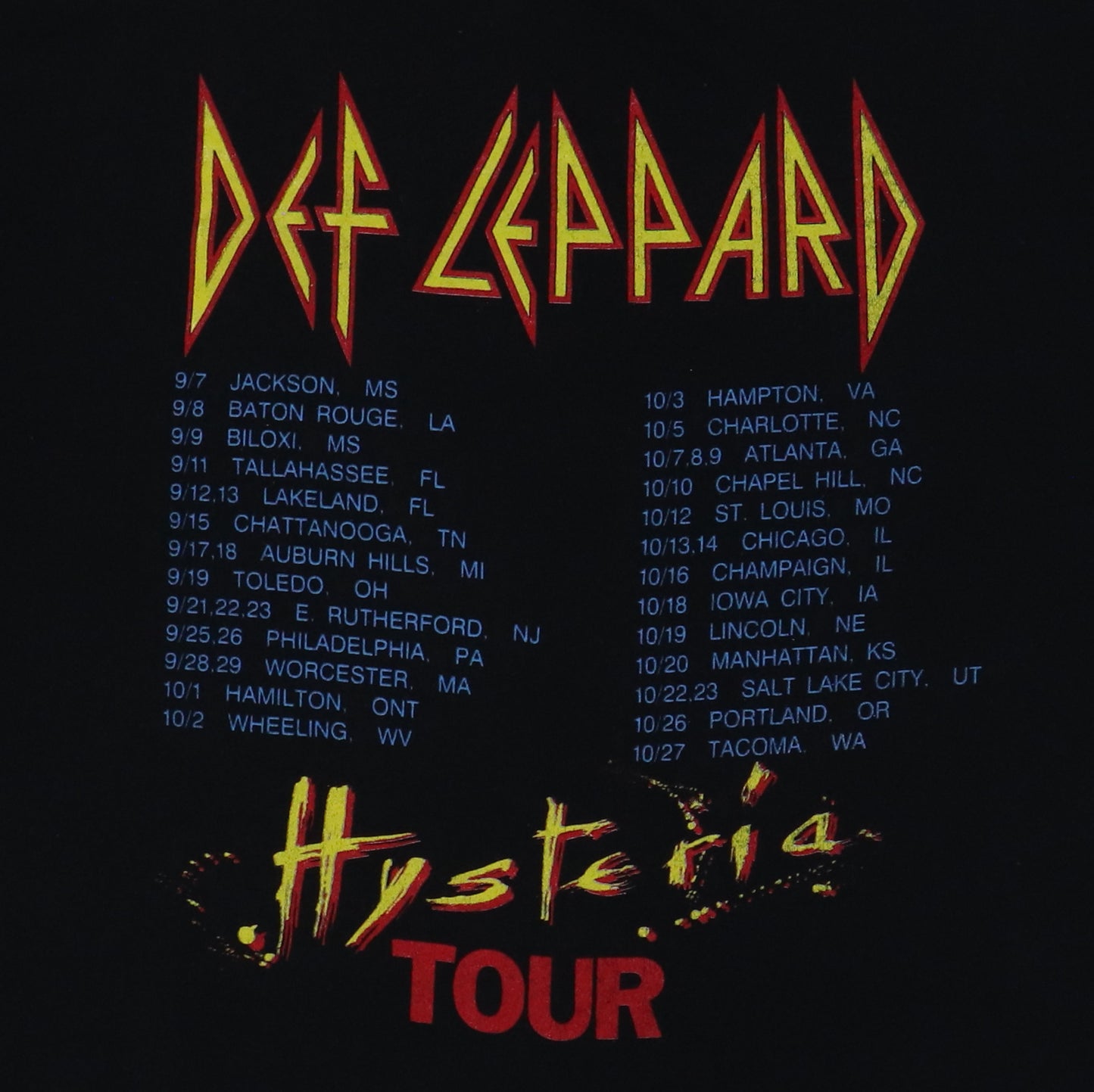 1987 Def Leppard Hysteria Tour Shirt