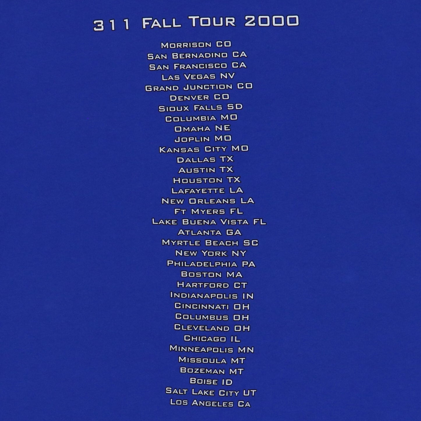 2000 311 Fall Tour Shirt