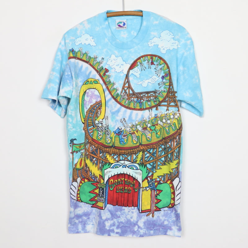 1993 Grateful Dead Roller Coaster Liquid Blue Tie Dye Shirt
