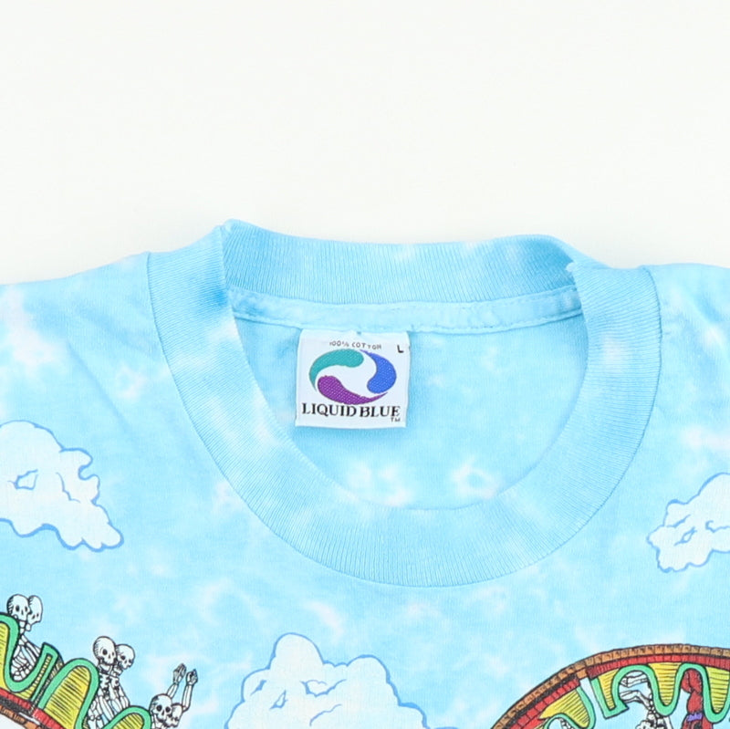 1993 Grateful Dead Roller Coaster Liquid Blue Tie Dye Shirt