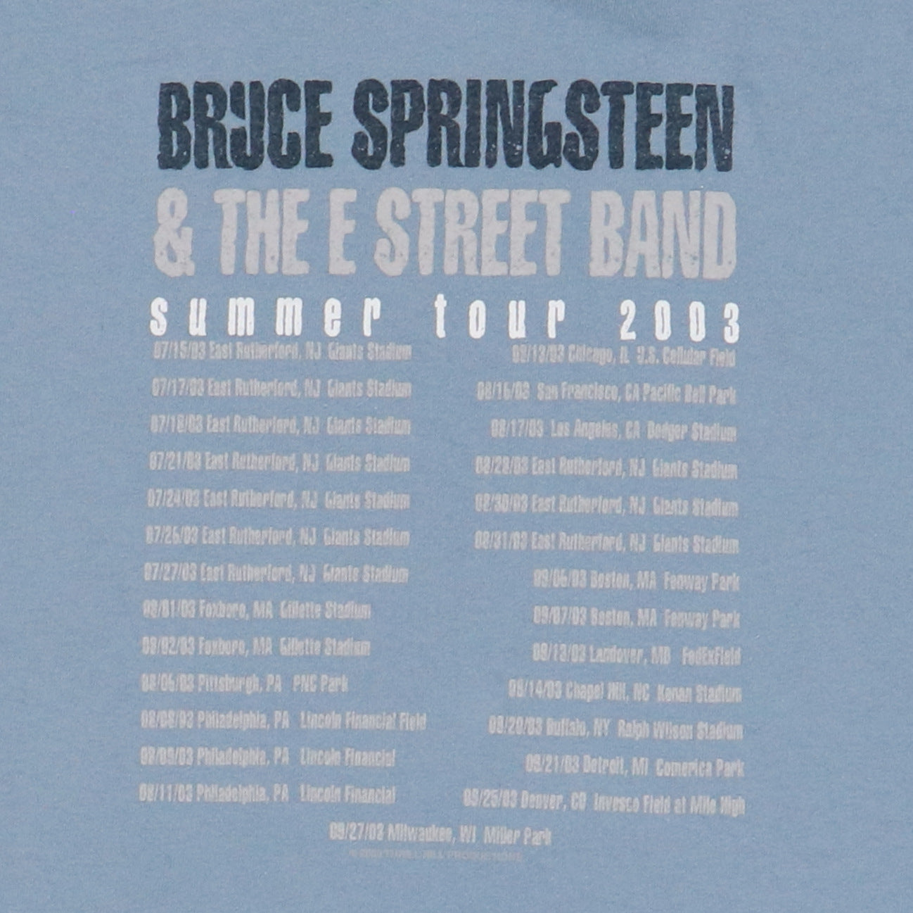2003 Bruce Springsteen Tour Shirt