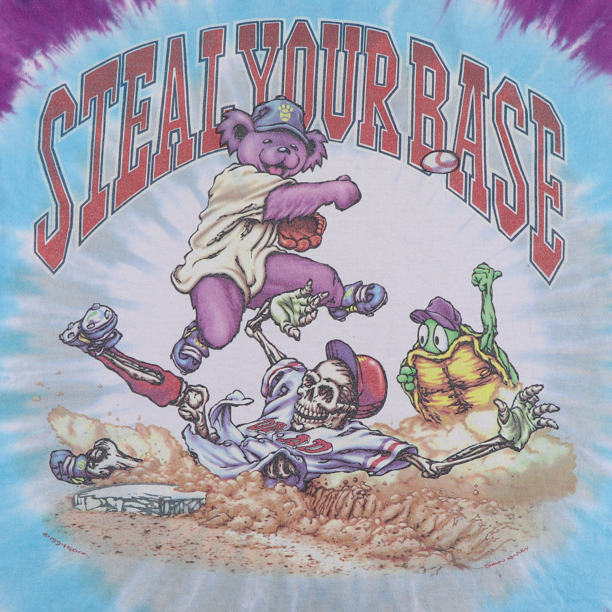 1994 Grateful Dead Steal Your Base Liquid Blue Tie Dye Shirt