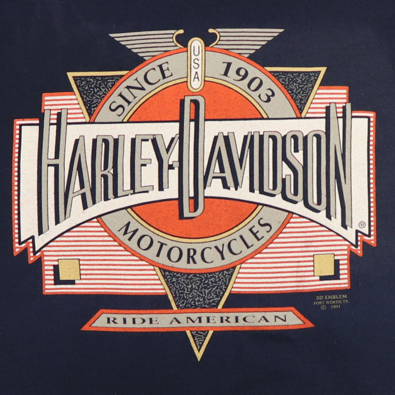 1991 Harley Davidson Motorcycles 3D Emblem Shirt