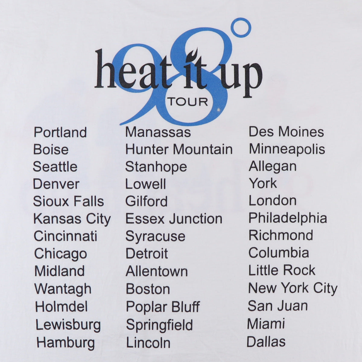 1998 98 Degrees Heat It Up Tour Shirt