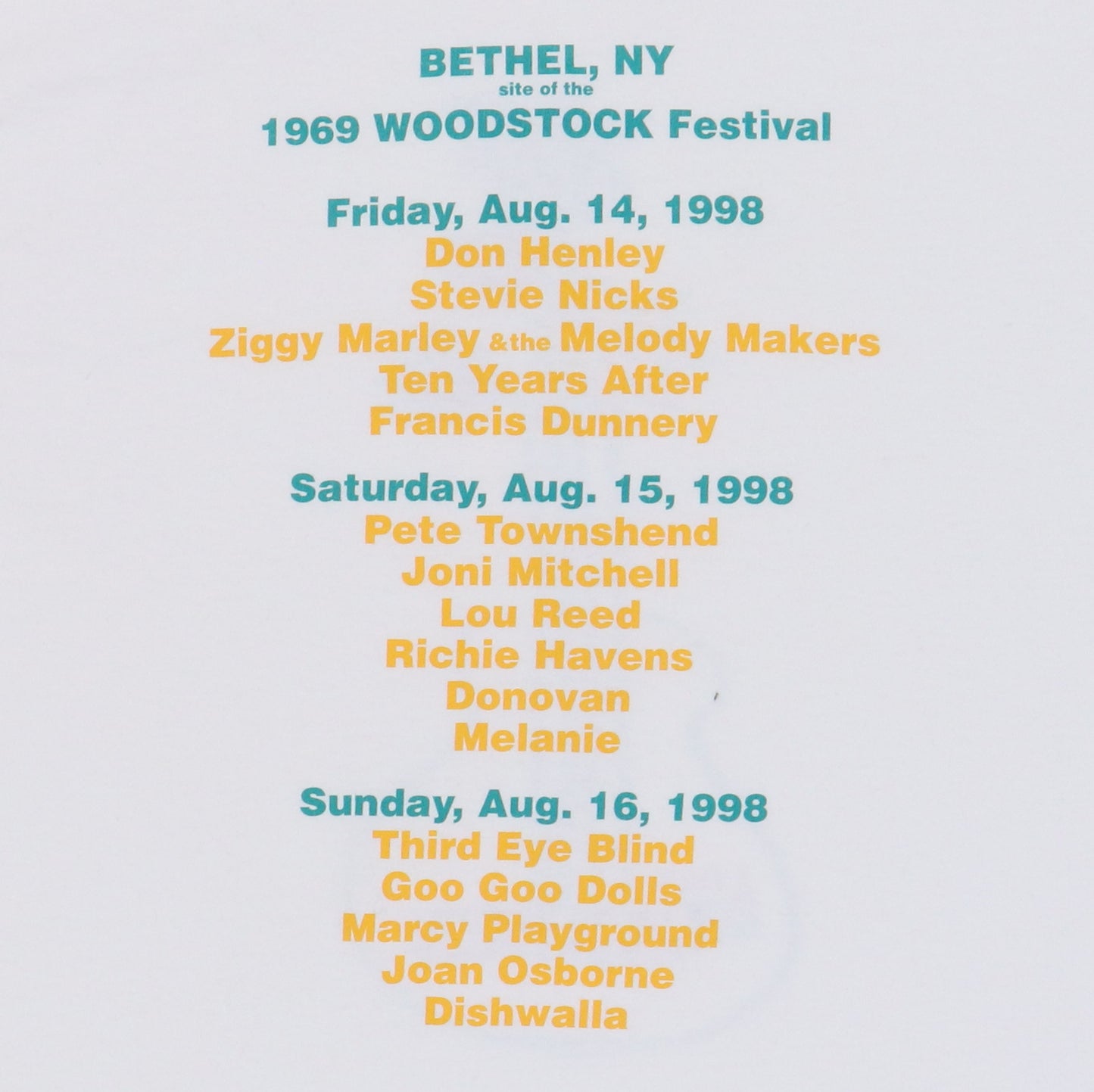 1998 Day In The Garden Woodstock Shirt