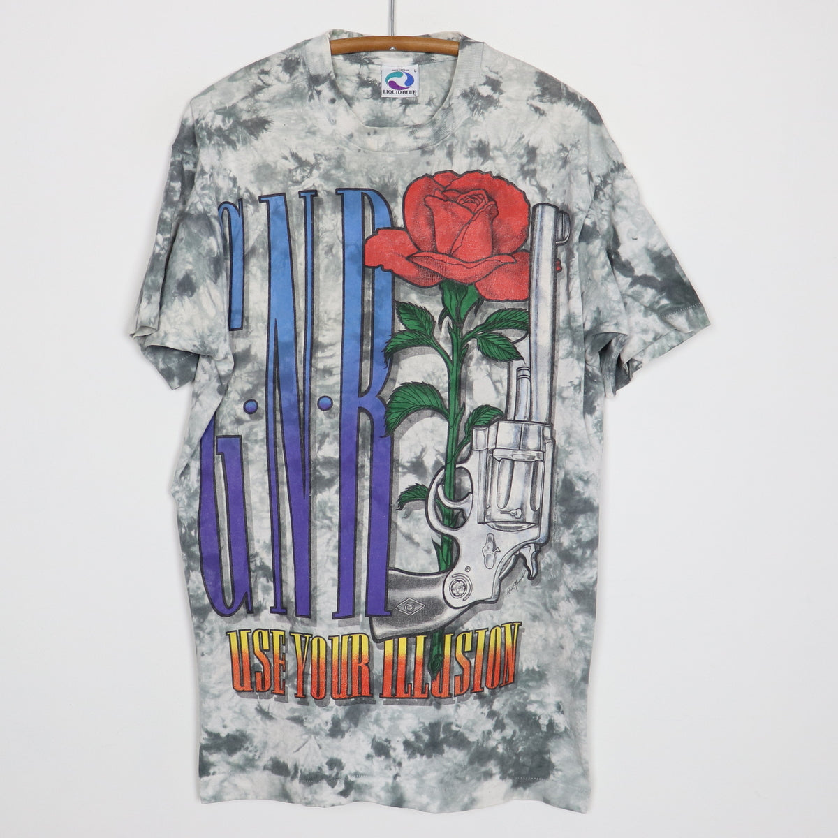 1990s Guns N Roses Liquid Blue Tie Dye Shirt | Authentic Vintage