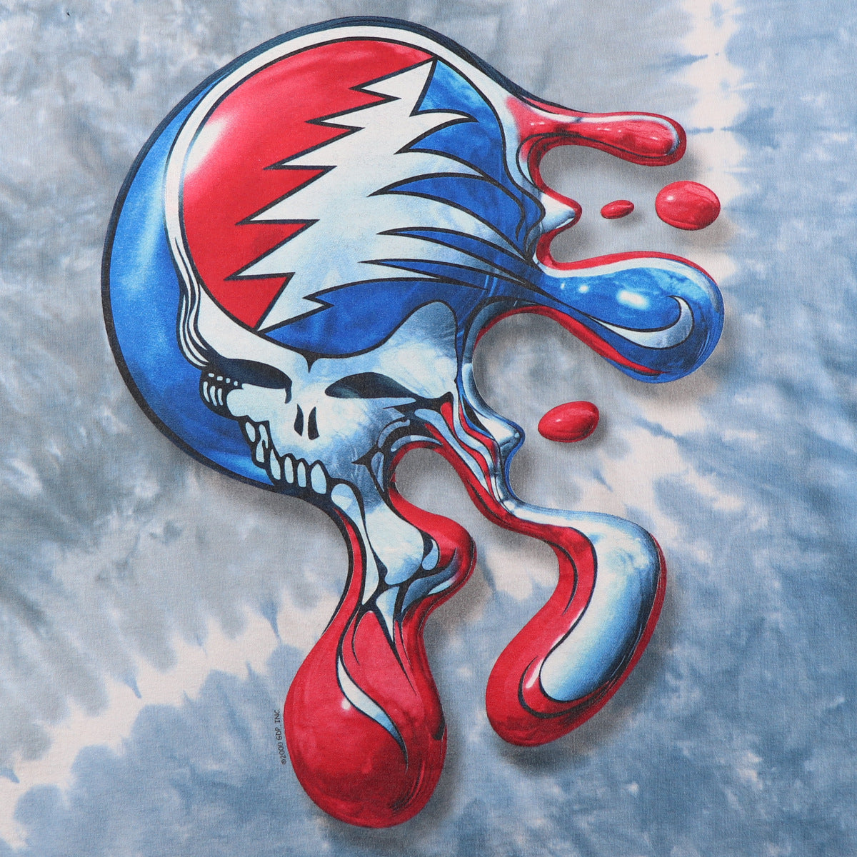 2000 Grateful Dead Melting Face Liquid Blue Tie Dye Shirt