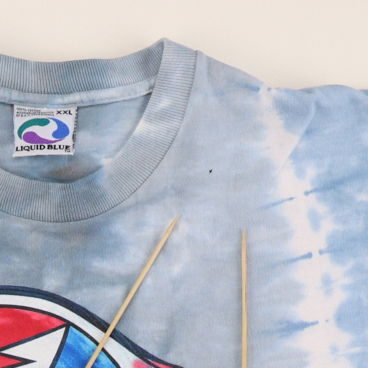 2000 Grateful Dead Melting Face Liquid Blue Tie Dye Shirt