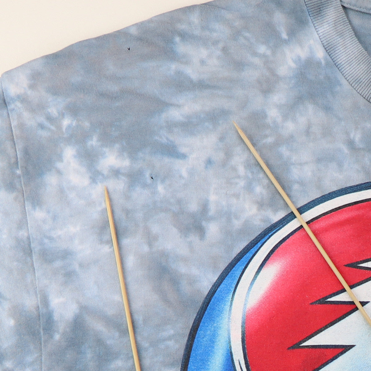 2000 Grateful Dead Melting Face Liquid Blue Tie Dye Shirt