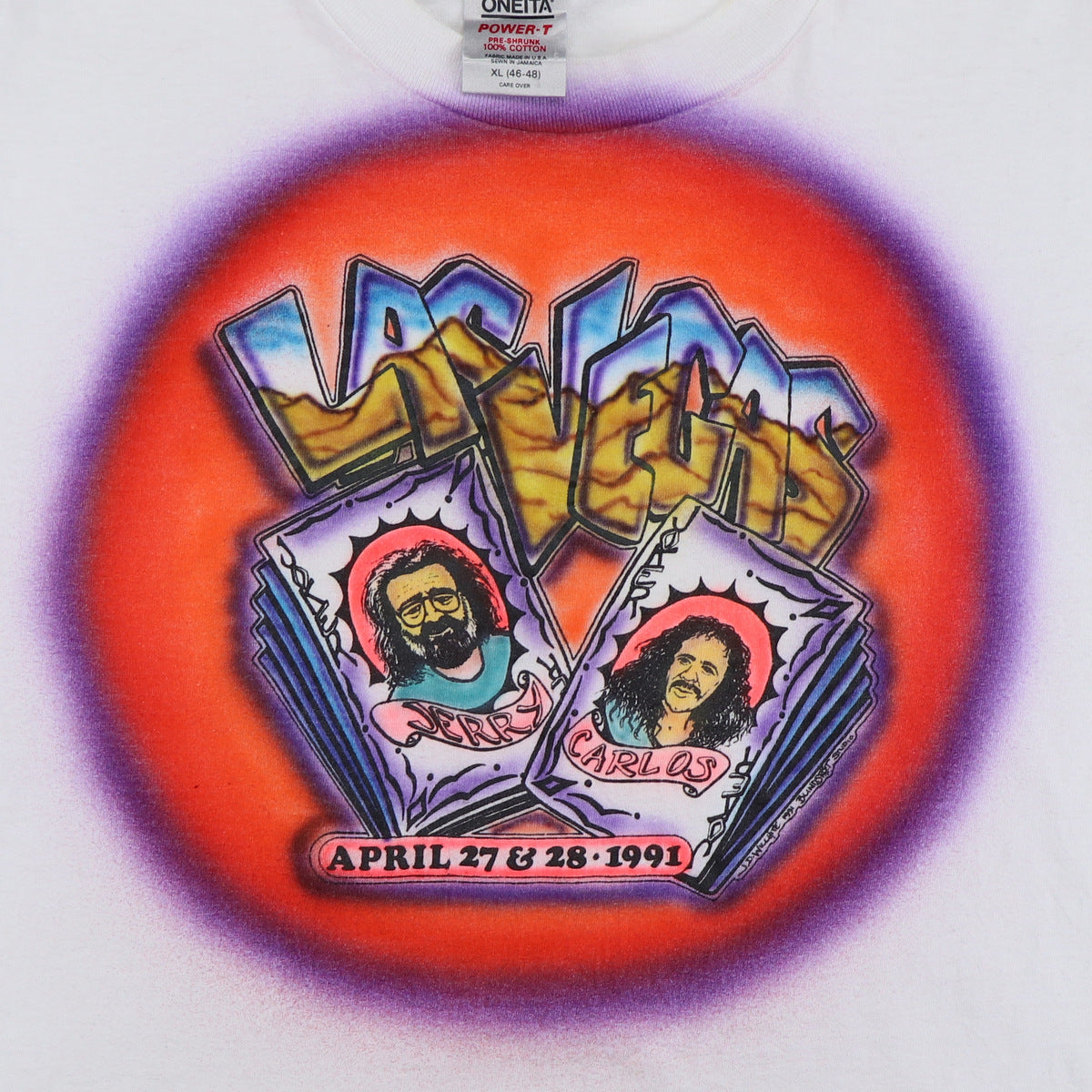 1991 Jerry Garcia Carlos Santana Las Vegas Air Brush Shirt
