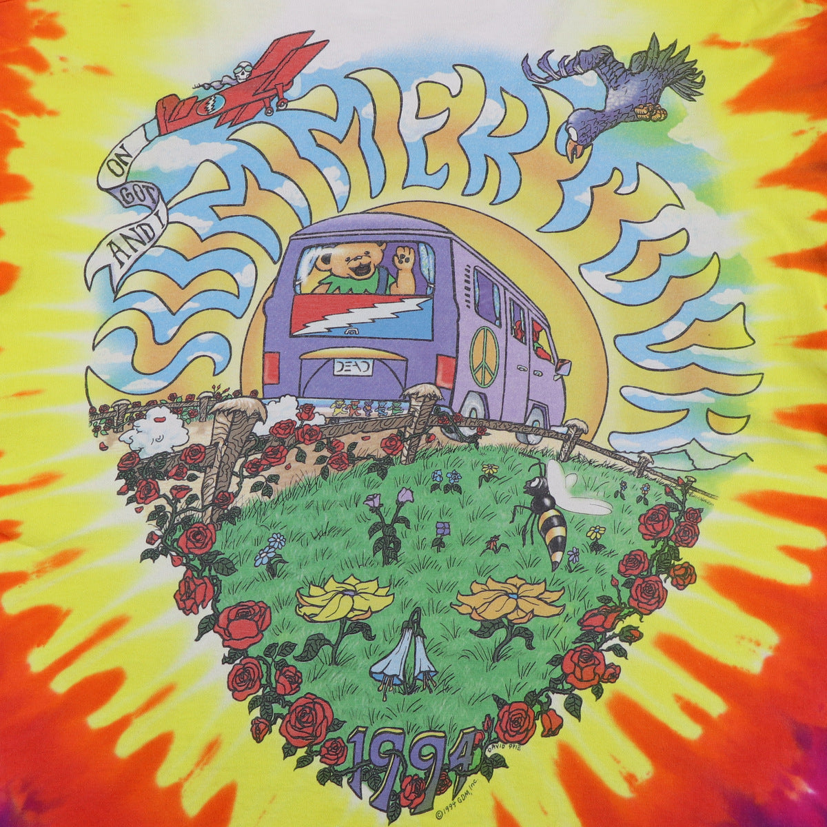 1994 Grateful Dead Summer Tour Liquid Blue Tie Dye Shirt