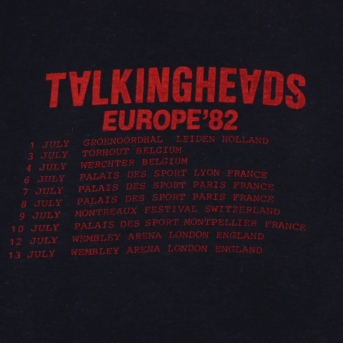 1982 Talking Heads European Tour Shirt