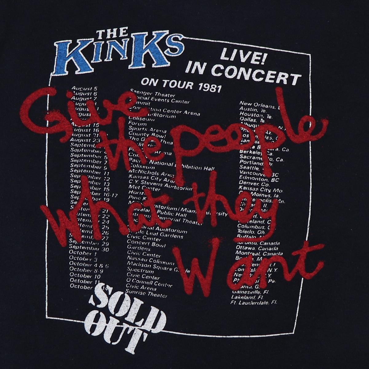 1981 The Kinks Give The People What They Want Tour Shirt