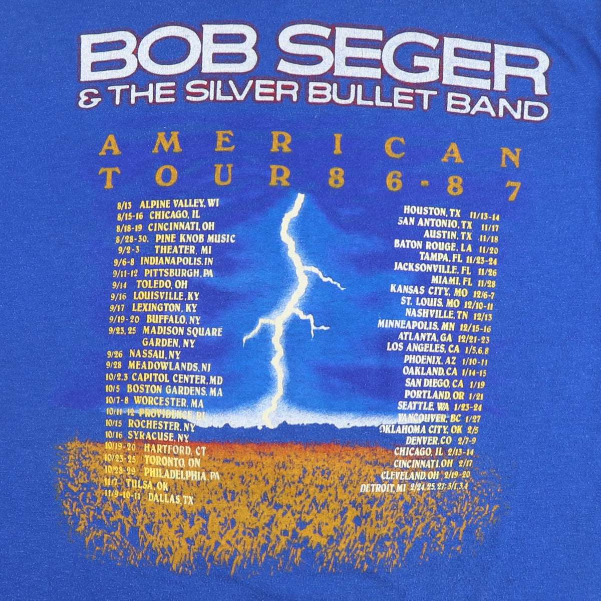 1986 Bob Seger American Storm Tour Shirt