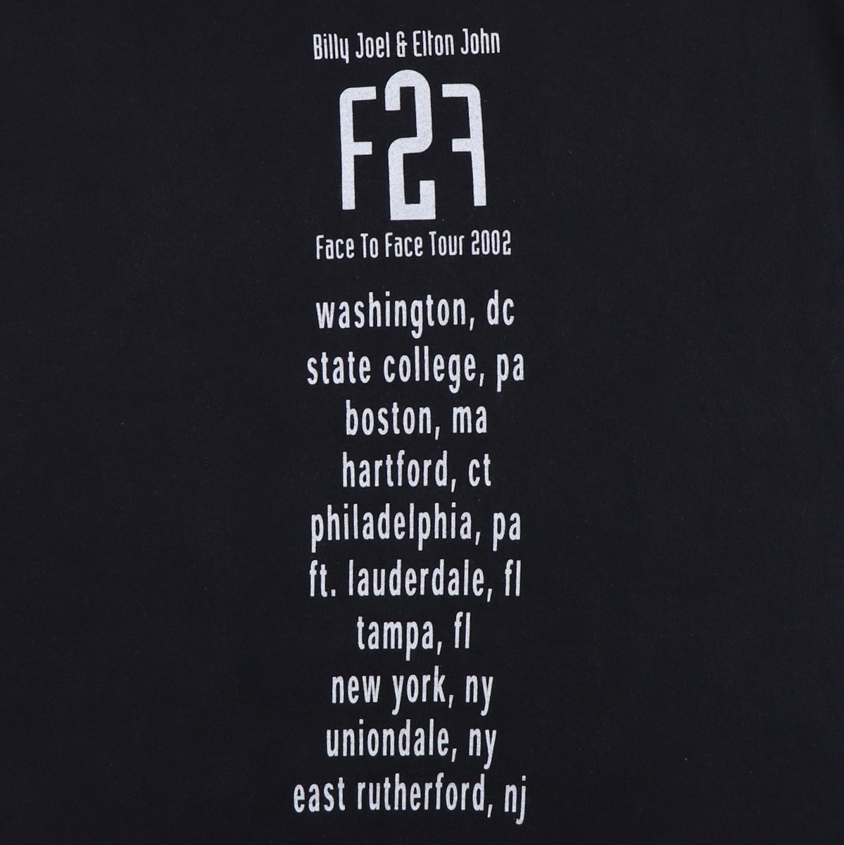 2002 Billy Joel Elton John Face To Face Tour Shirt